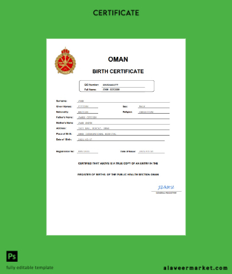 Umman birth Sertifika Word and PDF Şablon