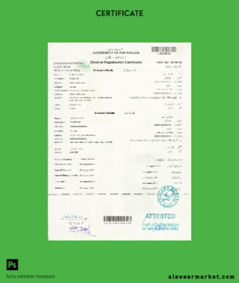 Pakistan (Punjab) divorce Sertifika