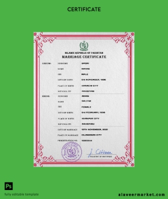 Pakistan marriage Sertifika PSD Şablon