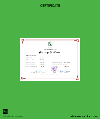 Pakistan marriage Sertifika Word and PDF Şablon