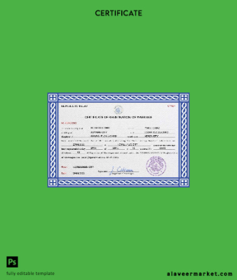 Palau marriage Sertifika PSD Şablon