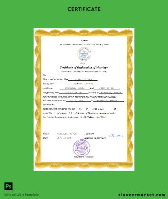 Palau marriage Sertifika Word and PDF Şablon