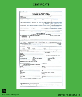 Filipinler Office of civil registrar general death Sertifika