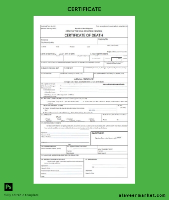 Filipinler office of the Civil Registrar general death Sertifika