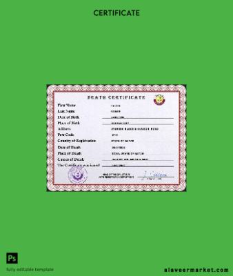 Katar vital record death Sertifika PSD Şablon