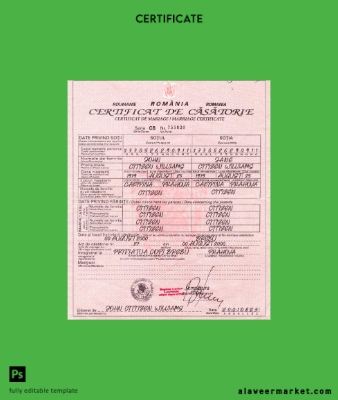 Romanya vital record marriage Sertifika
