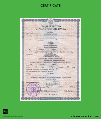 Rusya (Orenburg) divorce Sertifika