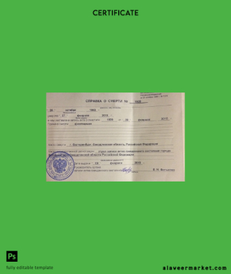 Rusya Civil registry office death Sertifika