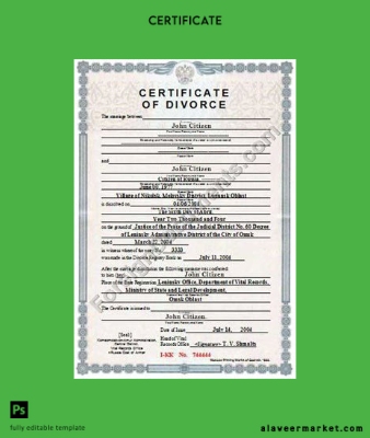 Rusya Department of Vital records of Omsk divorce Sertifika