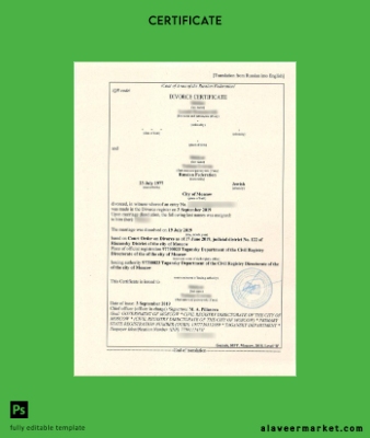 Rusya Department of the civil registry of Moscow divorce Sertifika