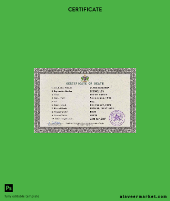 Saint Lucia vital record death Sertifika PSD Şablon