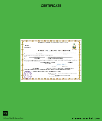 Saint Vincent and Grenadies marriage Sertifika Word and PDF Şablon