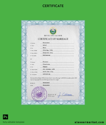 Salvador marriage Sertifika PSD Şablon