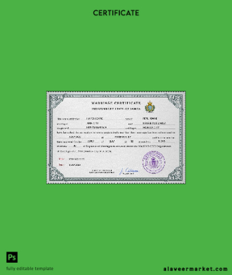 Samoa marriage Sertifika PSD Şablon