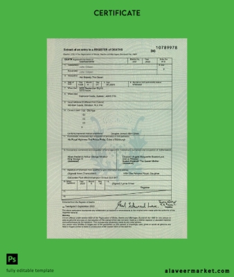 Scotland Register of deaths death Sertifika