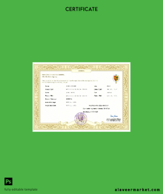 Senegal marriage Sertifika Word and PDF Şablon