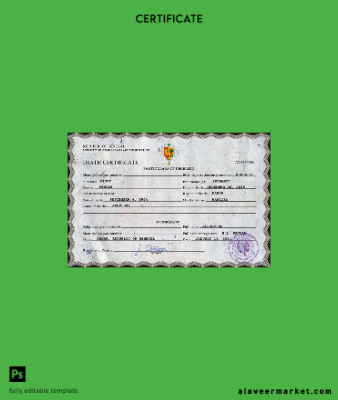 Senegal vital record death Sertifika PSD Şablon