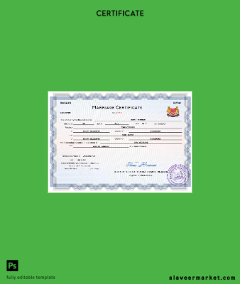Singapur marriage Sertifika Word and PDF Şablon