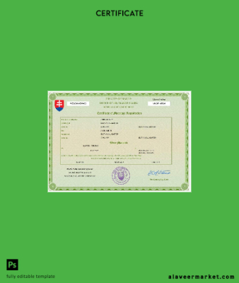 Slovakya marriage Sertifika Word and PDF Şablon