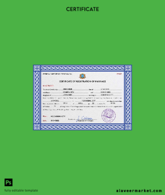 Somalia marriage Sertifika PSD Şablon