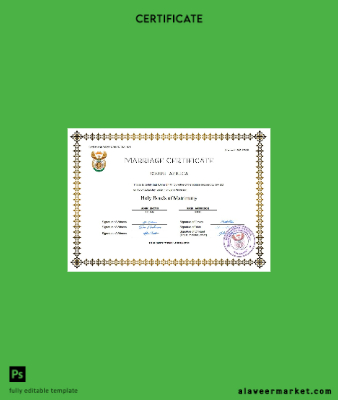 South Africa marriage Sertifika Word and PDF Şablon