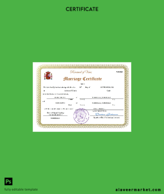 İspanya marriage Sertifika Word and PDF Şablon