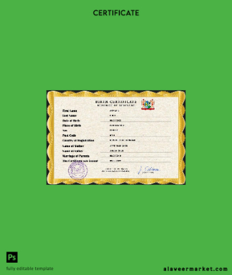 Suriname birth Sertifika PSD Şablon