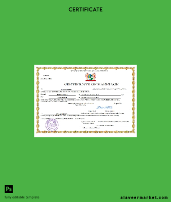 Suriname marriage Sertifika Word and PDF Şablon