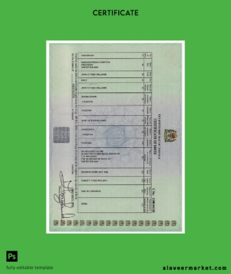 TANZANIA birth cert, version 2