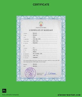 Togo marriage Sertifika PSD Şablon