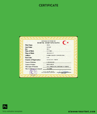 Türkiye birth Sertifika PSD Şablon