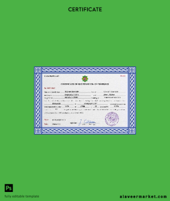 Türkmenistan marriage Sertifika PSD Şablon
