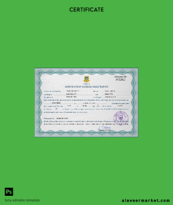 Tuvalu marriage Sertifika PSD Şablon