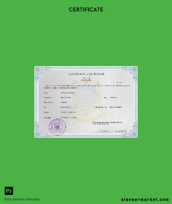 Tuvalu vital record death Sertifika PSD Şablon
