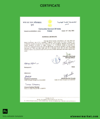 UAE Marriage registry marriage Sertifika