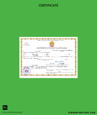 UAE marriage Sertifika Word and PDF Şablon