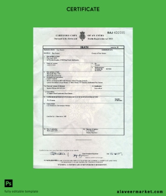 UK Births and deaths Registry of East Sussex death Sertifika