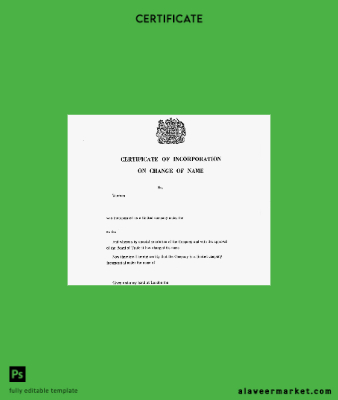 UK Sertifika of incorporation of change of name