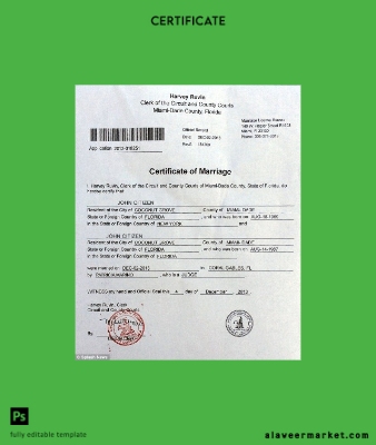 USA Circuit and county courts marriage Sertifika
