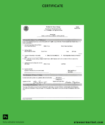 USA Citizenship and immigration services name change Sertifika