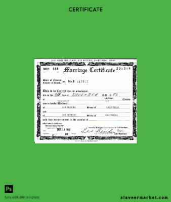 USA Civil marriages registry marriage Sertifika