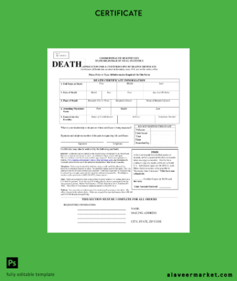 USA Commonwealth of Kentucky death Sertifika