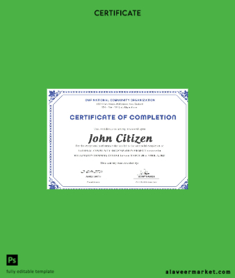 USA Completion Sertifika Şablon in Word and PDF format, version 3