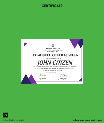 USA Computer Diploma Sertifika Şablon in Word and PDF format