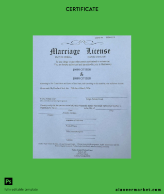 USA County of Fulton marriage Sertifika