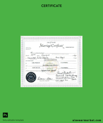 USA County of clerk of Nevada marriage Sertifika
