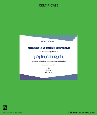 USA Course Completion Sertifika Şablon in Word and PDF format