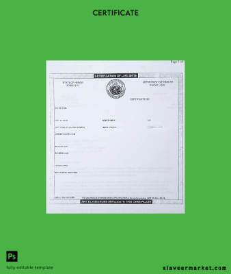 USA Department of Sağlık Hawaii birth Sertifika