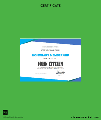USA Honorary Membership Sertifika Şablon in Word