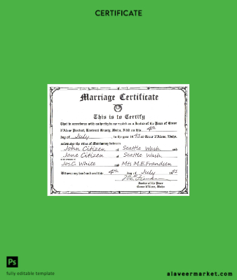 USA Kimlik Kartı marriage Sertifika Şablon in PSD format